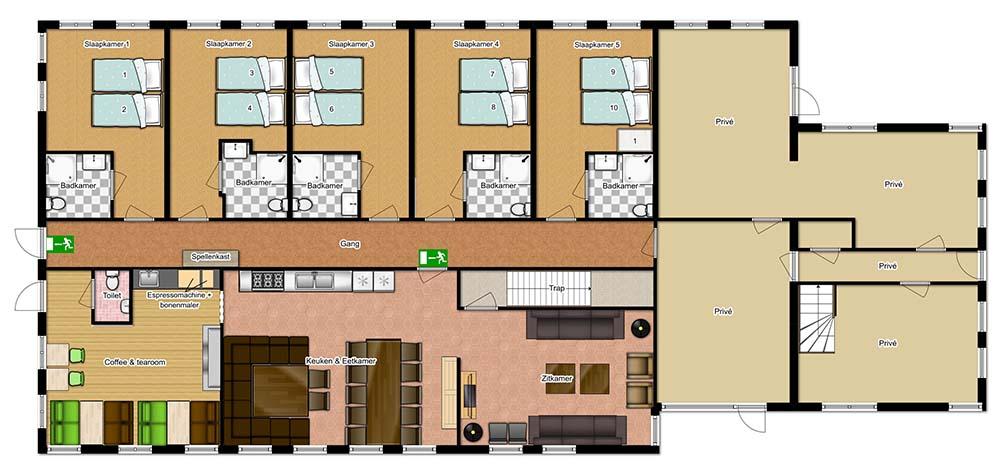 plattegrond groepsaccommodatie