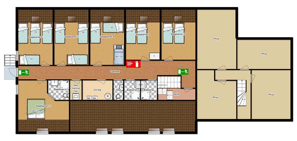 plattegrond groepsaccommodatie